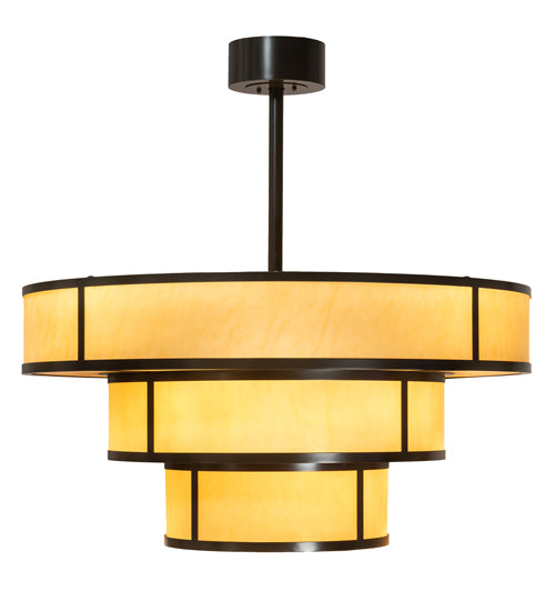 Meyda Lighting Jayne 36" 10-Light 3-Tier Timeless Bronze Pendant Light With Amber Tawnyrock Idalight Shade