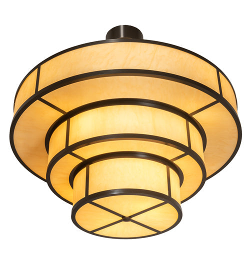 Meyda Lighting Jayne 36" 10-Light 3-Tier Timeless Bronze Pendant Light With Amber Tawnyrock Idalight Shade