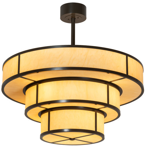 Meyda Lighting Jayne 36" 10-Light 3-Tier Timeless Bronze Pendant Light With Amber Tawnyrock Idalight Shade