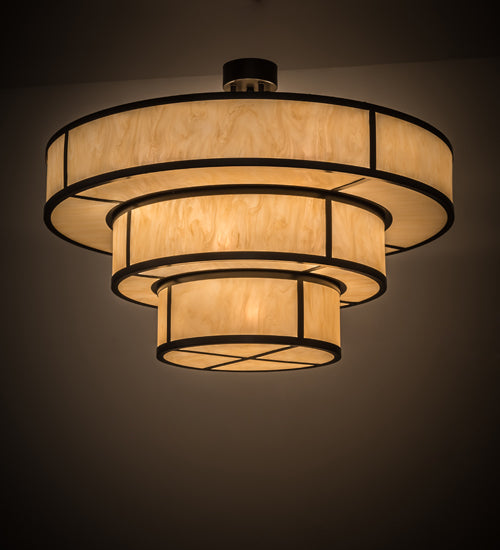 Meyda Lighting Jayne 36" 10-Light 3-Tier Timeless Bronze Pendant Light With Beige Sahara Taupe Idalight Shade Glass