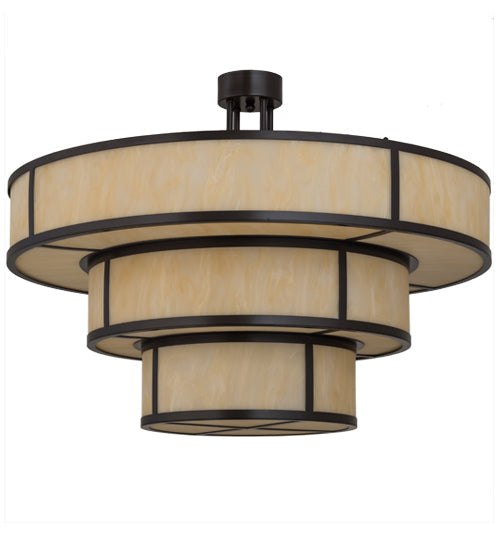 Meyda Lighting Jayne 36" 10-Light 3-Tier Timeless Bronze Pendant Light With Beige Sahara Taupe Idalight Shade Glass