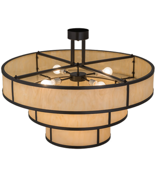 Meyda Lighting Jayne 36" 10-Light 3-Tier Timeless Bronze Pendant Light With Beige Sahara Taupe Idalight Shade Glass
