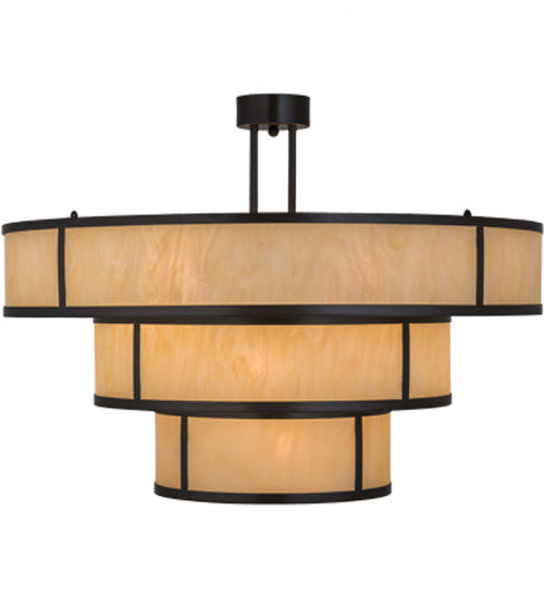 Meyda Lighting Jayne 36" 10-Light 3-Tier Timeless Bronze Pendant Light With Beige Sahara Taupe Idalight Shade Glass