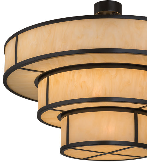 Meyda Lighting Jayne 36" 10-Light 3-Tier Timeless Bronze Pendant Light With Beige Sahara Taupe Idalight Shade Glass