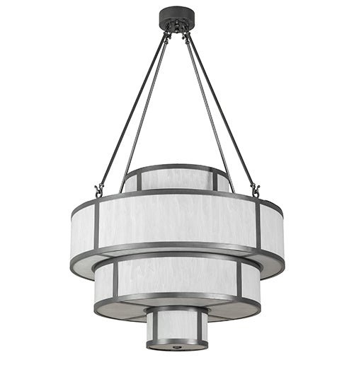 Meyda Lighting Jayne 36" 12-Light 4-Tier Pewter Pendant Light With Whitestone Idalight Shade