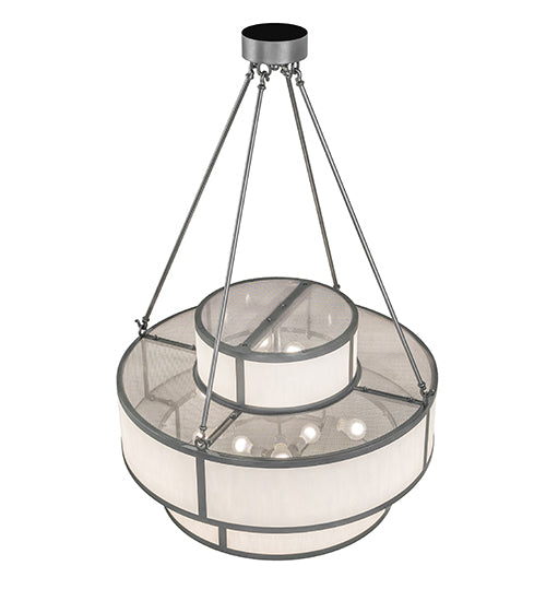 Meyda Lighting Jayne 36" 12-Light 4-Tier Pewter Pendant Light With Whitestone Idalight Shade