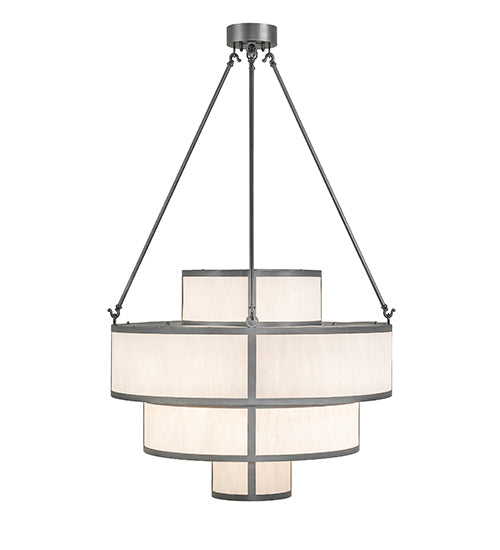Meyda Lighting Jayne 36" 12-Light 4-Tier Pewter Pendant Light With Whitestone Idalight Shade