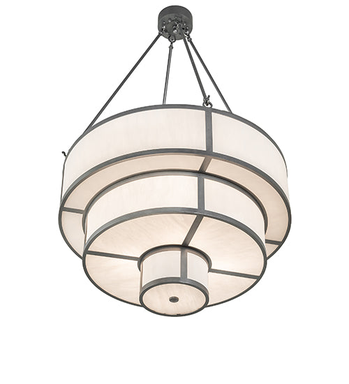Meyda Lighting Jayne 36" 12-Light 4-Tier Pewter Pendant Light With Whitestone Idalight Shade