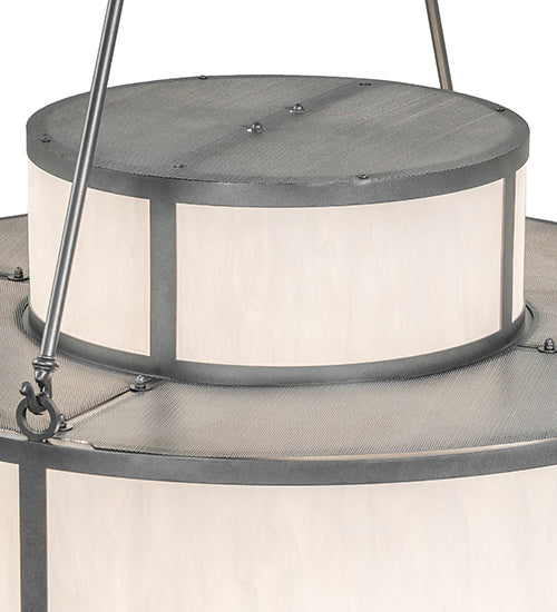 Meyda Lighting Jayne 36" 12-Light 4-Tier Pewter Pendant Light With Whitestone Idalight Shade