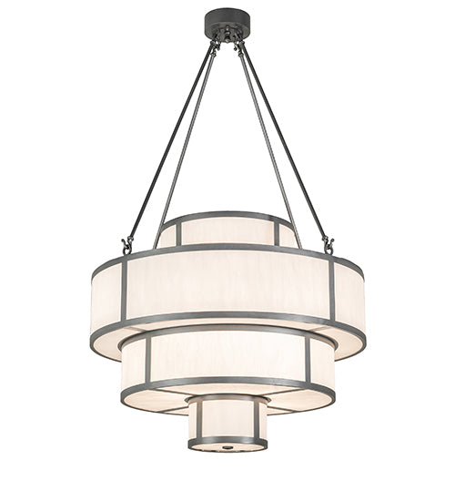 Meyda Lighting Jayne 36" 12-Light 4-Tier Pewter Pendant Light With Whitestone Idalight Shade