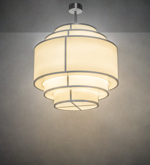 Meyda Lighting Jayne 42" 20-Light 5-Tier Nickel Pendant Light With Beige Provostone Idalight Shade
