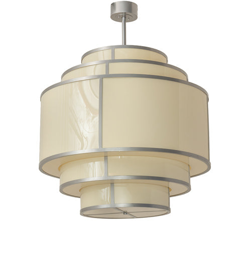 Meyda Lighting Jayne 42" 20-Light 5-Tier Nickel Pendant Light With Beige Provostone Idalight Shade