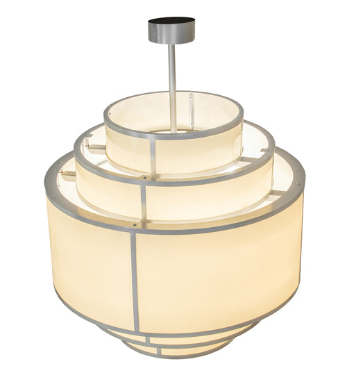 Meyda Lighting Jayne 42" 20-Light 5-Tier Nickel Pendant Light With Beige Provostone Idalight Shade