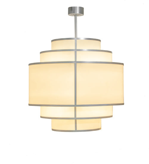 Meyda Lighting Jayne 42" 20-Light 5-Tier Nickel Pendant Light With Beige Provostone Idalight Shade