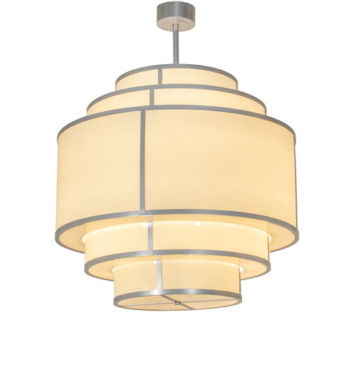 Meyda Lighting Jayne 42" 20-Light 5-Tier Nickel Pendant Light With Beige Provostone Idalight Shade