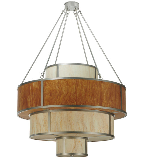 Meyda Lighting Jayne 44" 12-Light 4-Tier Nickel Pendant Light With Ambra Siena Idalight Shade Glass