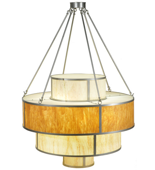 Meyda Lighting Jayne 44" 12-Light 4-Tier Nickel Pendant Light With Ambra Siena Idalight Shade Glass