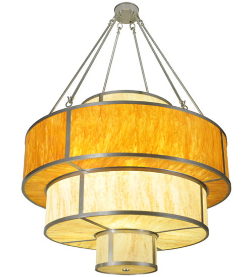 Meyda Lighting Jayne 44" 12-Light 4-Tier Nickel Pendant Light With Ambra Siena Idalight Shade Glass