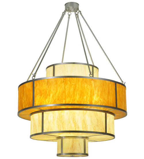 Meyda Lighting Jayne 44" 12-Light 4-Tier Nickel Pendant Light With Ambra Siena Idalight Shade Glass