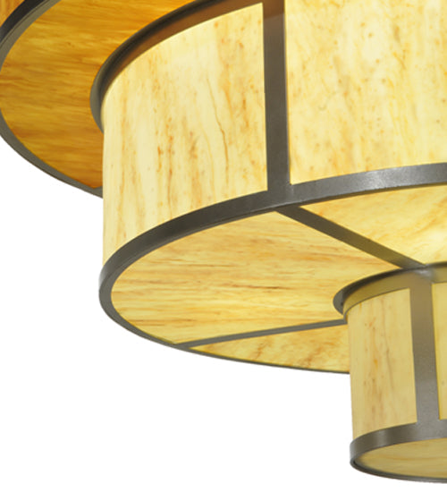 Meyda Lighting Jayne 44" 12-Light 4-Tier Nickel Pendant Light With Ambra Siena Idalight Shade Glass