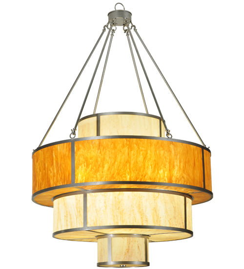 Meyda Lighting Jayne 44" 12-Light 4-Tier Nickel Pendant Light With Ambra Siena Idalight Shade Glass