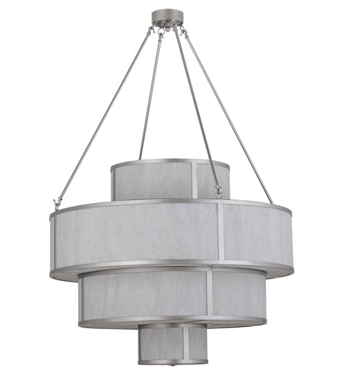 Meyda Lighting Jayne 44" 12-Light 4-Tier Nickel Pendant Light With Whitestone Idalight Shade Glass
