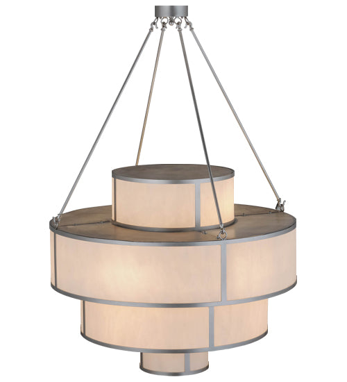 Meyda Lighting Jayne 44" 12-Light 4-Tier Nickel Pendant Light With Whitestone Idalight Shade Glass