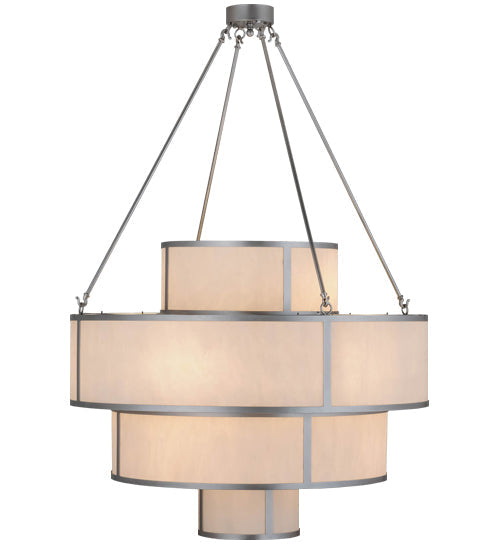 Meyda Lighting Jayne 44" 12-Light 4-Tier Nickel Pendant Light With Whitestone Idalight Shade Glass