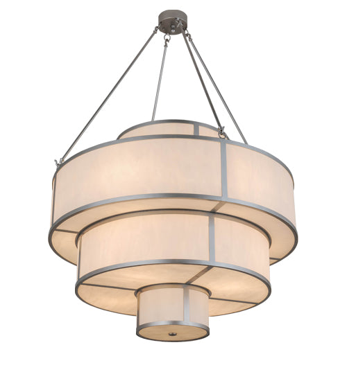 Meyda Lighting Jayne 44" 12-Light 4-Tier Nickel Pendant Light With Whitestone Idalight Shade Glass