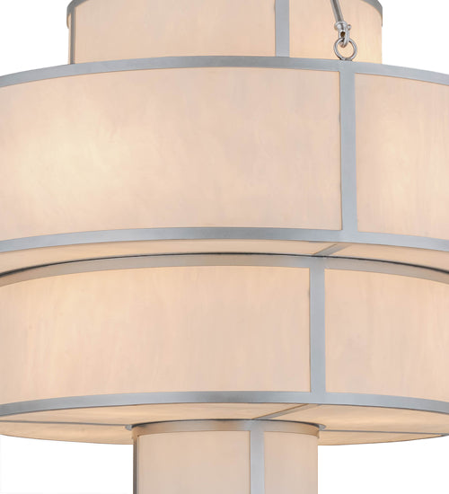 Meyda Lighting Jayne 44" 12-Light 4-Tier Nickel Pendant Light With Whitestone Idalight Shade Glass