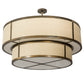 Meyda Lighting Jayne 48" 6-Light 2-Tier Antique Copper Pendant Light With Brown Burlap Textrene & White Statuario Idalight Shade