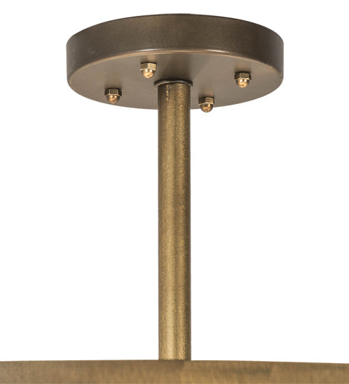 Meyda Lighting Jayne 48" 6-Light 2-Tier Antique Copper Pendant Light With Brown Burlap Textrene & White Statuario Idalight Shade