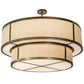 Meyda Lighting Jayne 48" 6-Light 2-Tier Antique Copper Pendant Light With Brown Burlap Textrene & White Statuario Idalight Shade