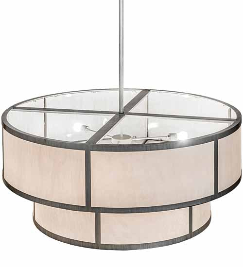 Meyda Lighting Jayne 48" 6-Light 2-Tier Antique Iron Ore Pendant Light With Whitestone Idalight Shade