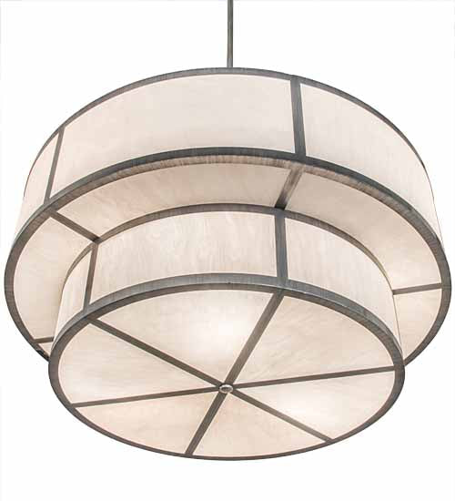 Meyda Lighting Jayne 48" 6-Light 2-Tier Antique Iron Ore Pendant Light With Whitestone Idalight Shade