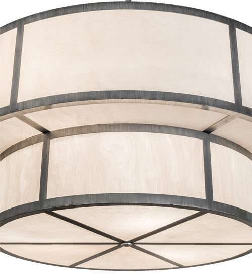 Meyda Lighting Jayne 48" 6-Light 2-Tier Antique Iron Ore Pendant Light With Whitestone Idalight Shade