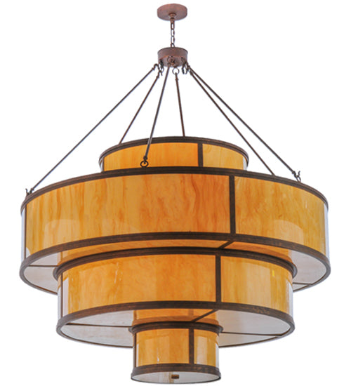 Meyda Lighting Jayne 60" 26-Light Antique Rust Pendant Light With Amber Quartz Idalight Shade Glass