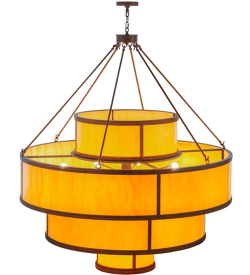 Meyda Lighting Jayne 60" 26-Light Antique Rust Pendant Light With Amber Quartz Idalight Shade Glass