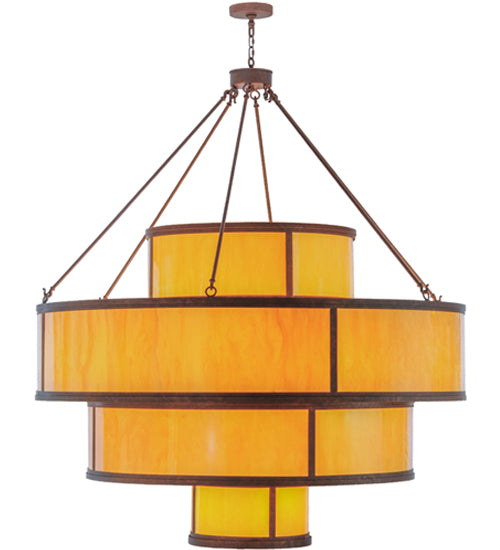 Meyda Lighting Jayne 60" 26-Light Antique Rust Pendant Light With Amber Quartz Idalight Shade Glass