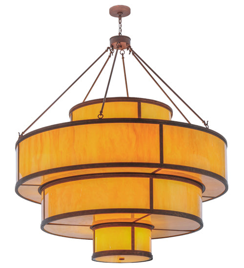 Meyda Lighting Jayne 60" 26-Light Antique Rust Pendant Light With Amber Quartz Idalight Shade Glass