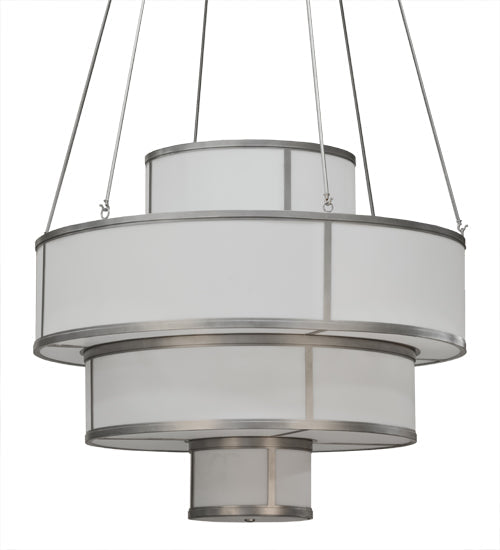 Meyda Lighting Jayne 60" 27-Light 4-Tier Nickel Pendant Light With White Statuario Idalight Shade