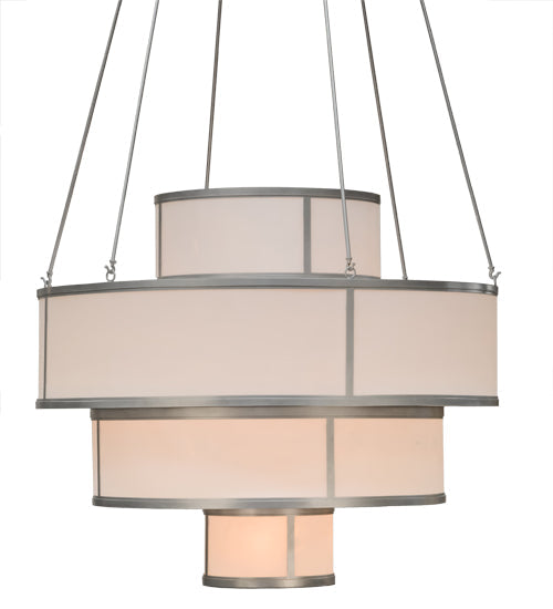 Meyda Lighting Jayne 60" 27-Light 4-Tier Nickel Pendant Light With White Statuario Idalight Shade