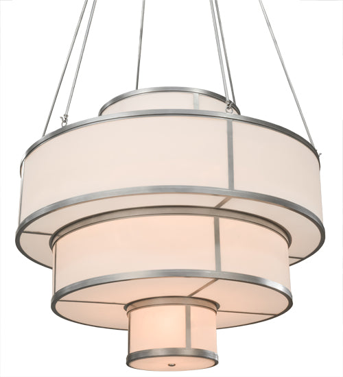 Meyda Lighting Jayne 60" 27-Light 4-Tier Nickel Pendant Light With White Statuario Idalight Shade