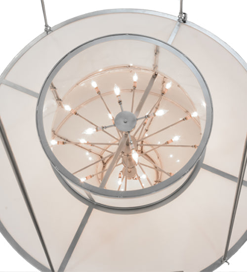 Meyda Lighting Jayne 60" 27-Light 4-Tier Nickel Pendant Light With White Statuario Idalight Shade