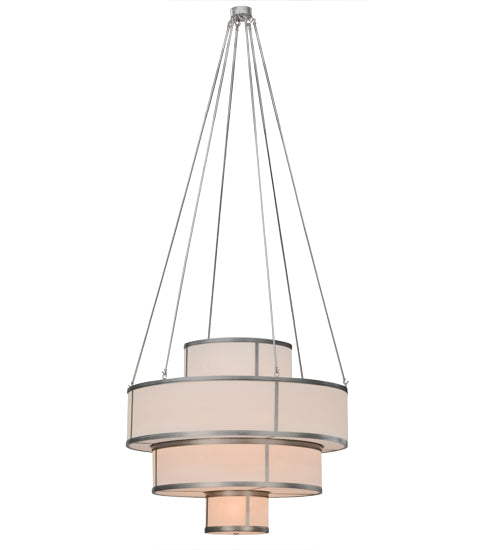 Meyda Lighting Jayne 60" 27-Light 4-Tier Nickel Pendant Light With White Statuario Idalight Shade