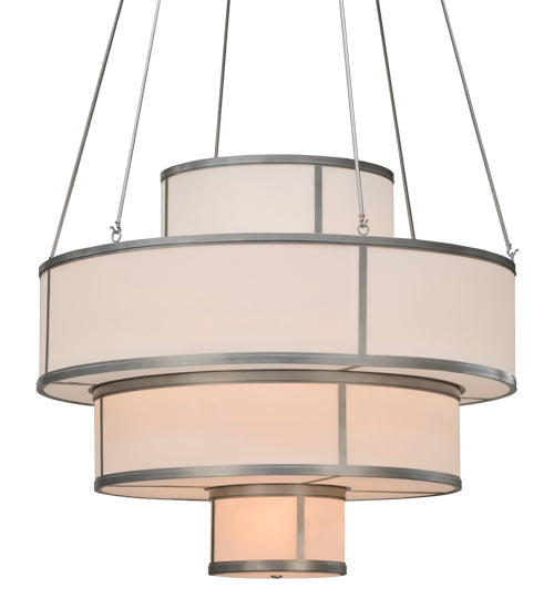 Meyda Lighting Jayne 60" 27-Light 4-Tier Nickel Pendant Light With White Statuario Idalight Shade