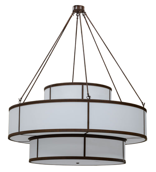 Meyda Lighting Jayne 66" 20-Light 3-Tier Rustic Iron Pendant Light With White Statuario Idalight Shade Glass