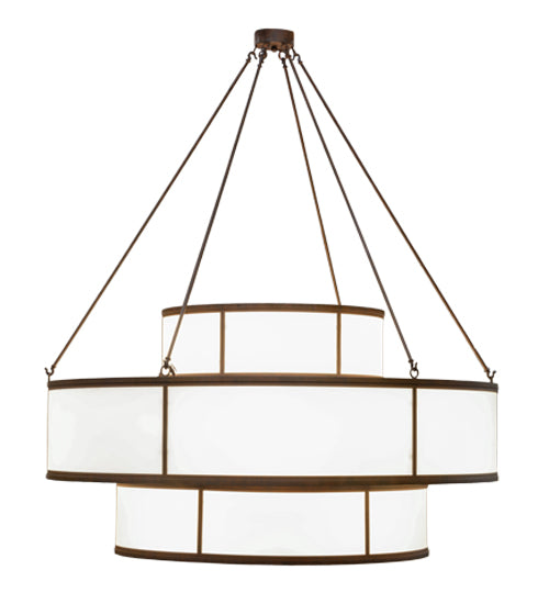Meyda Lighting Jayne 66" 20-Light 3-Tier Rustic Iron Pendant Light With White Statuario Idalight Shade Glass