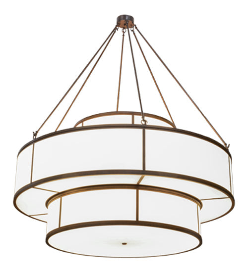 Meyda Lighting Jayne 66" 20-Light 3-Tier Rustic Iron Pendant Light With White Statuario Idalight Shade Glass