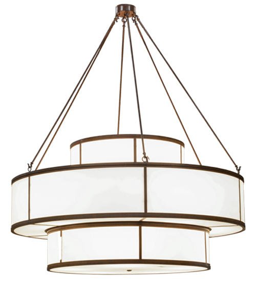 Meyda Lighting Jayne 66" 20-Light 3-Tier Rustic Iron Pendant Light With White Statuario Idalight Shade Glass